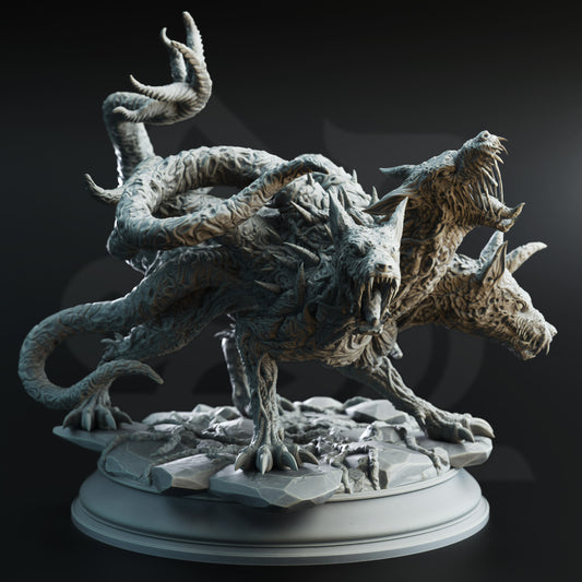 <img src="aberrant-hellhounds.jpg" alt="3D printed miniature of an Aberrant Hellhound, a fierce, demonic creature with glowing eyes, jagged spikes, and flames surrounding its body" />
