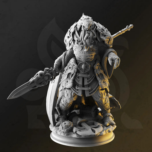 <img src="ahznagol-aberrant-guards.jpg" alt="3D printed miniatures of Ahznagol's Aberrant Guards, towering armored figures with twisted, monstrous features, wielding heavy weapons and clad in spiked armor" />
