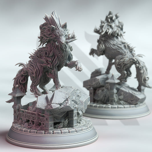 <img src="amaru-taiyo-the-wolf-spirit.jpg" alt="3D printed miniature of Amaru Taiyo, The Wolf Spirit, featuring a mystical wolf figure with ethereal markings, glowing eyes, and flowing fur, exuding a spiritual and otherworldly aura" />
