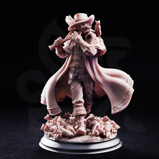 A detailed 3D-rendered statue of a cowboy character in a long coat and hat, standing on a rocky base with a circular pedestal, shown against a dark background.