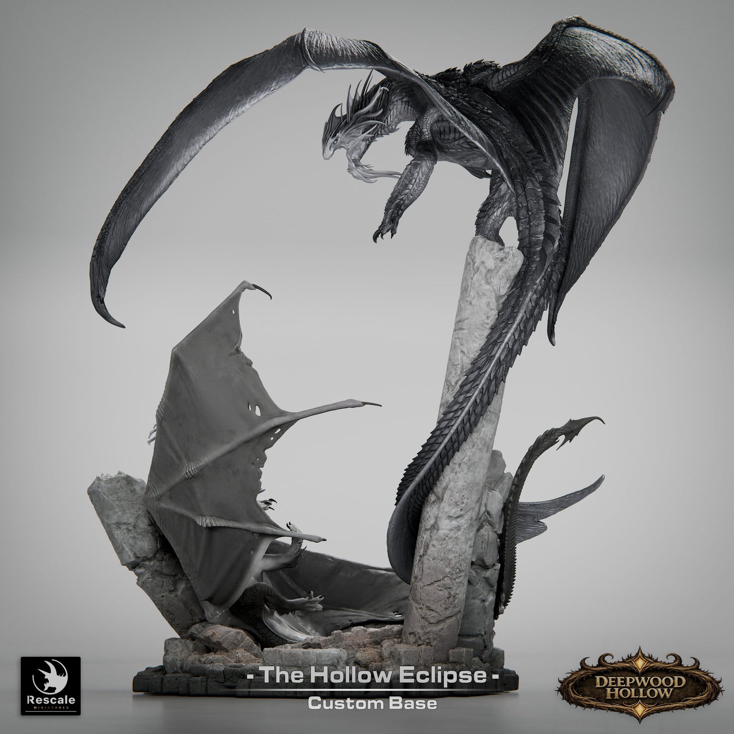 Silver Dragon Vs Black Dragon Diorama // D&D Monster Miniature