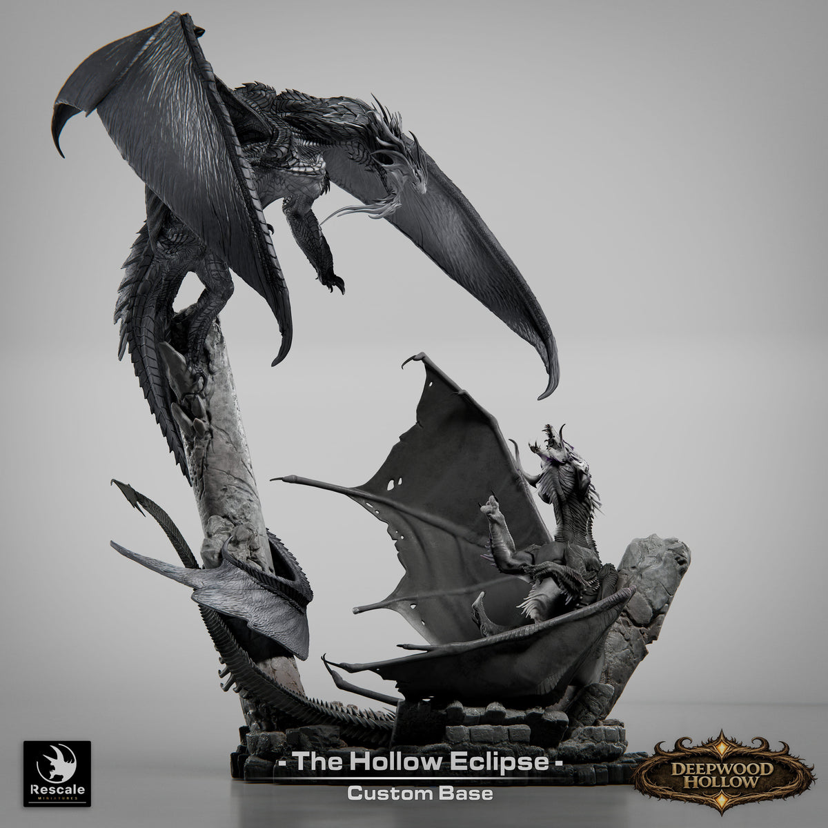 Silver Dragon Vs Black Dragon Diorama // D&D Monster Miniature